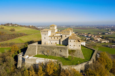 Amazing medieval castle view in the town of torrechiara