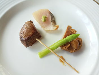 High angle view of food in plate
