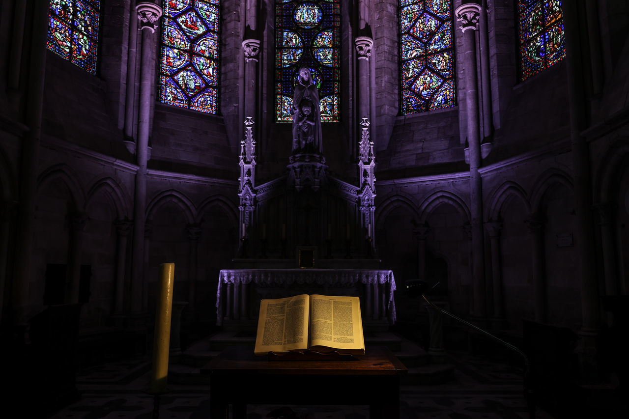 INTERIOR OF ILLUMINATED TEMPLE