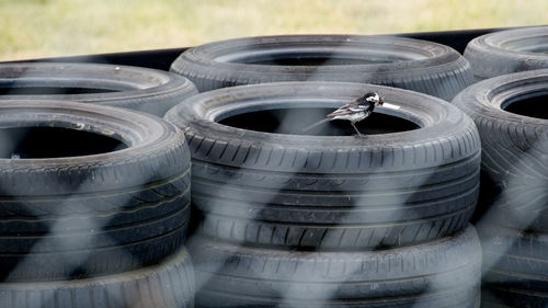 Close-up of stack of metal