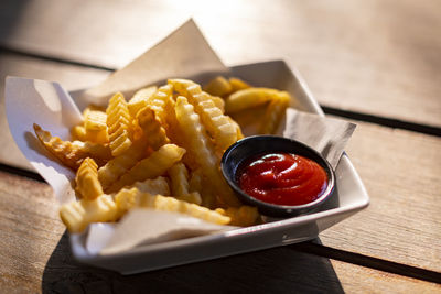 High angle view of food on table