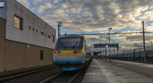 Train on railroad station