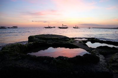 Scenic view of sea during sunset