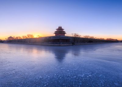 View of summer palace at sunset