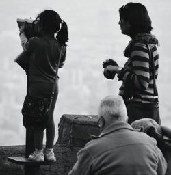 Rear view of girl looking at view