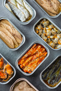 High angle view of food on table