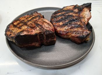 High angle view of food on table