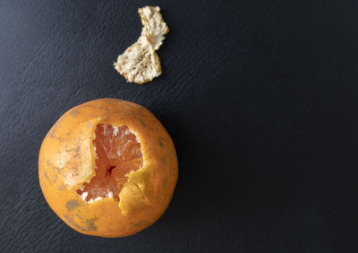 High angle view of orange on table