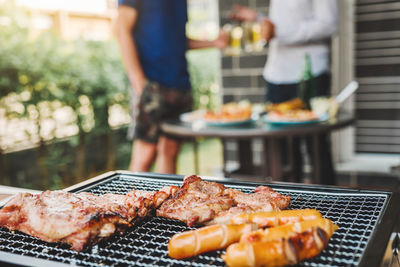 Meat on barbecue grill