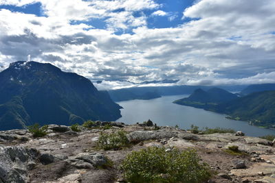 Scenic view of mountains against sky