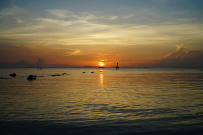 Scenic view of sea at sunset