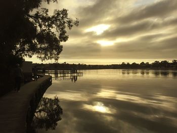 Scenic view of lake against dramatic sky