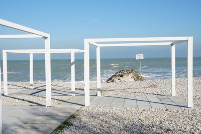 Scenic view of beach against clear sky