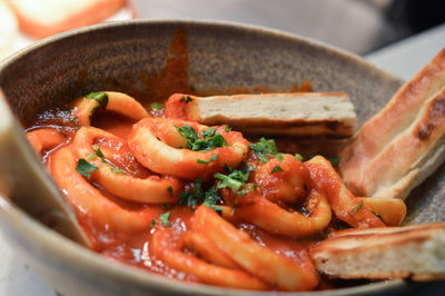 Close-up of seafood in bowl