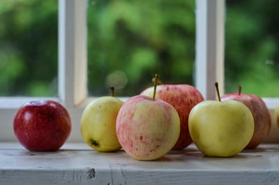 Close-up of apples on table