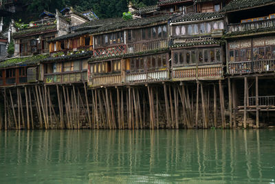 Reflection of building on river