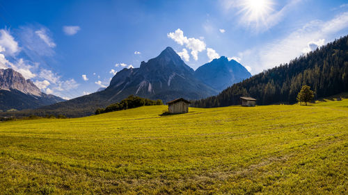 Scenic view of sonnenspitze moutain of tiroler zugspitz arena