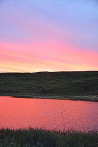 Scenic view of field against sky during sunset