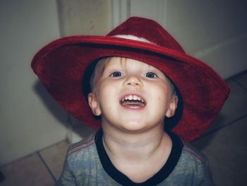 Portrait of cute boy wearing hat