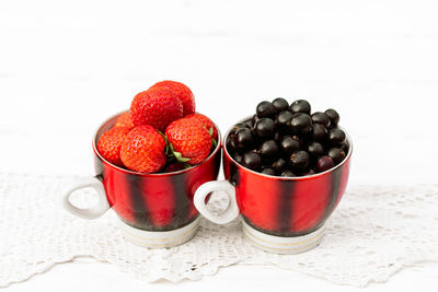 Close-up of fruits in bowl on table