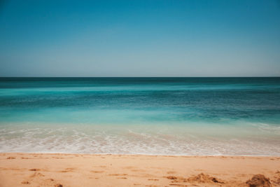 Scenic view of sea against clear sky