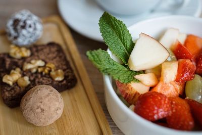 Close-up of dessert on table