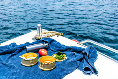 High angle view of food on table