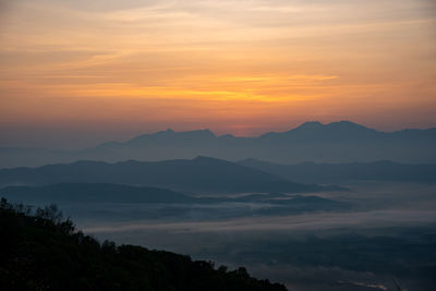 Scenic view of dramatic sky during sunset