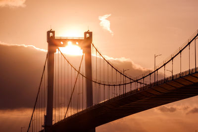 Golden gate bridge against sky during sunset