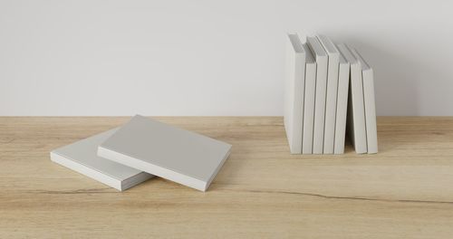 Close-up of books on table