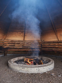 Close-up of fire on barbecue grill