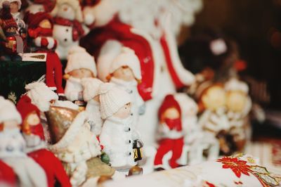 Close-up of christmas ornaments at market stall