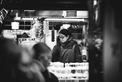 People standing in restaurant