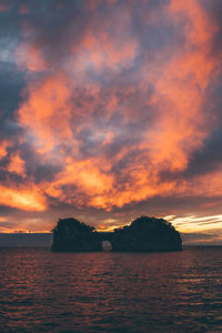 Scenic view of sea against sky during sunset