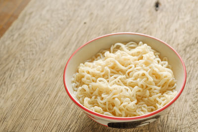 High angle view of food in bowl on table
