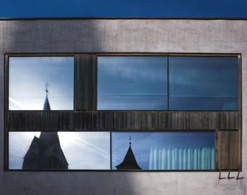 Blue sky seen through window