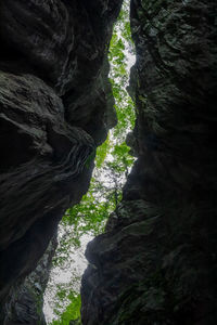 Low angle view of rocky mountains