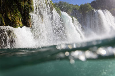 Scenic view of waterfall