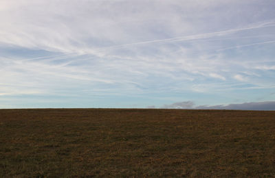 Scenic view of field against sky