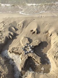 Close-up of sand dunes at beach