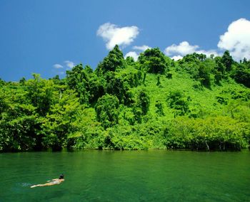 Scenic view of lake against sky