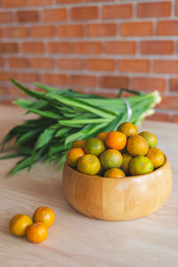 Close-up of fruits on table