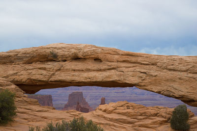 Low angle view of rock formations in desert