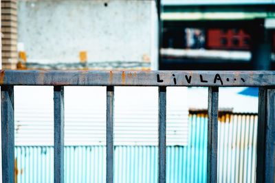 Close-up of metal railing