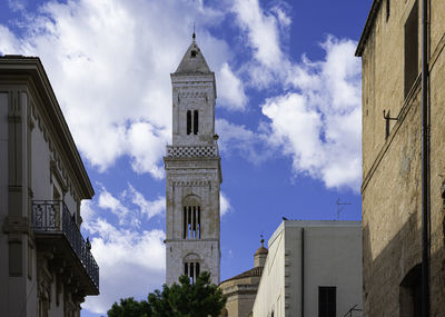 Low angle view of buildings against sky in city