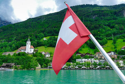 Seiss flag on a ship on lake lucerne