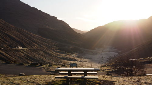 Scenic view of mountain range against sky