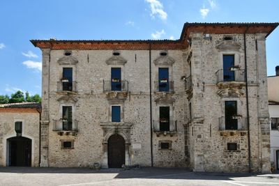 The facade of an old house in campo di giove, village of abruzzo, italy.