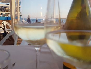 Close-up of wine glass on table in restaurant