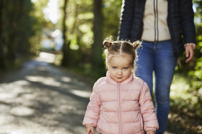 Girl looking at camera during walk